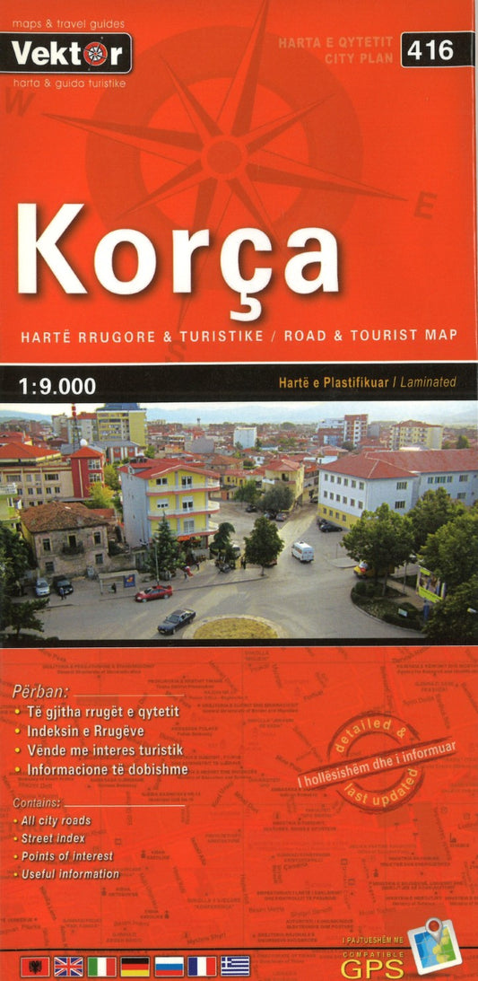 Korca Road & Tourist Map (City Map #416)