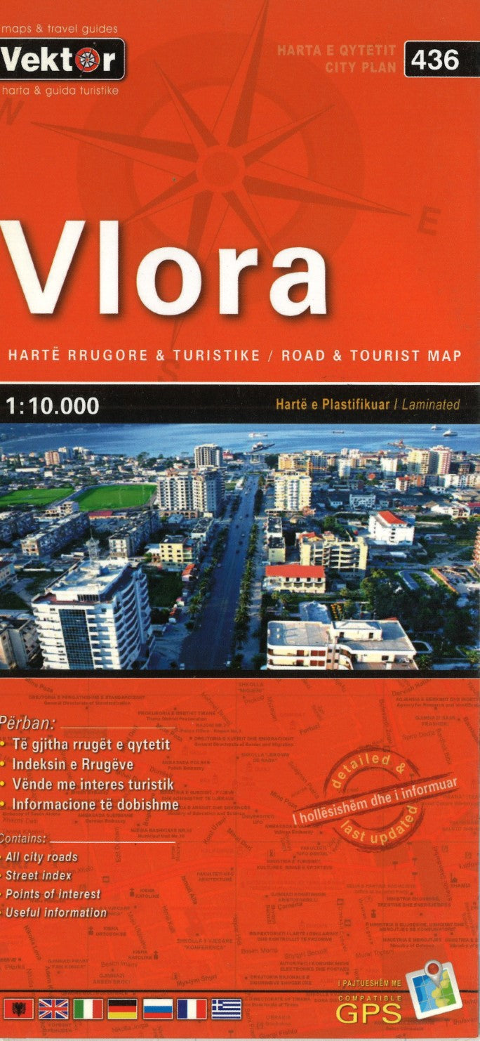 Vlora Road & Tourist Map (City Map #436)