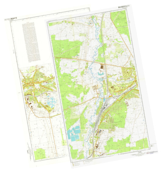 Volkovysk (Belarus) 2-Sheet Set - Soviet Military City Plans