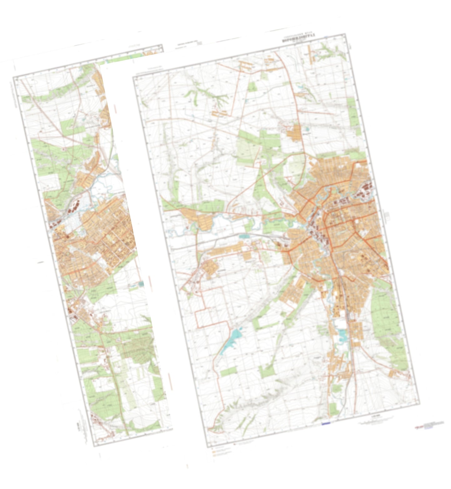 Voroshilovgrad (Ukraine) 2-Sheet Set - Soviet Military City Plans