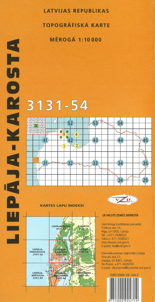 Liepaja-Karosta : Latvijas Republikas Topografiska Karte #3131-54