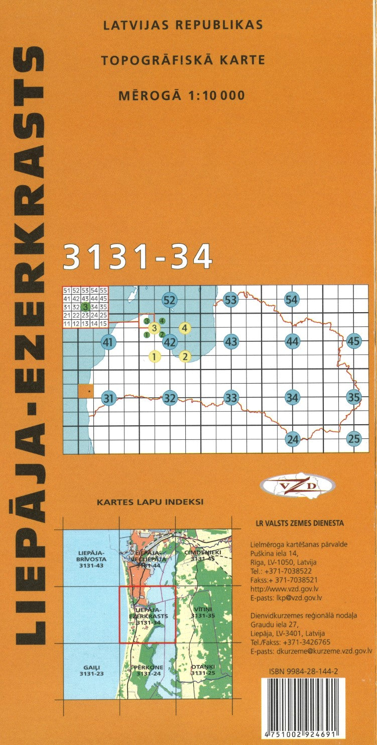 Liepaja-Ezerkrasts : Latvijas Republikas Topografiska Karte #3131-34