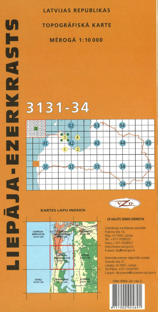 Liepaja-Ezerkrasts : Latvijas Republikas Topografiska Karte #3131-34