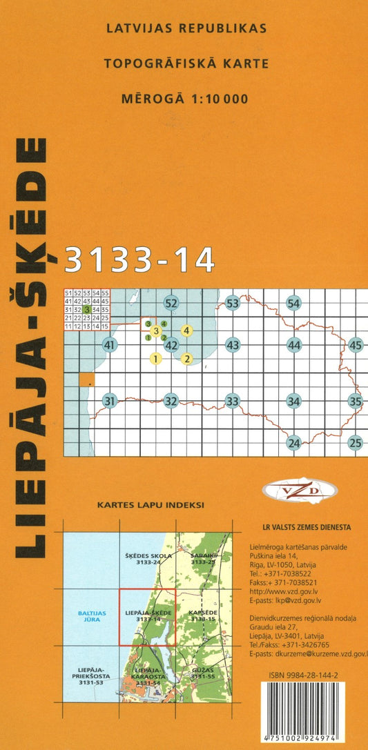Liepaja-Skede : Latvijas Republikas Topografiska Karte #3133-14