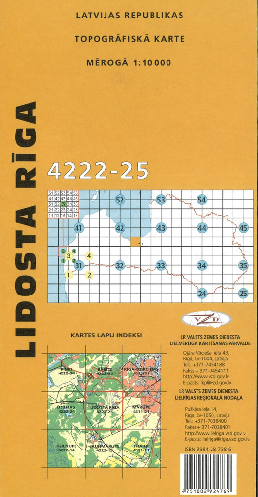 Lidosta Riga : Latvijas Republikas Topografiska Karte #4222-25