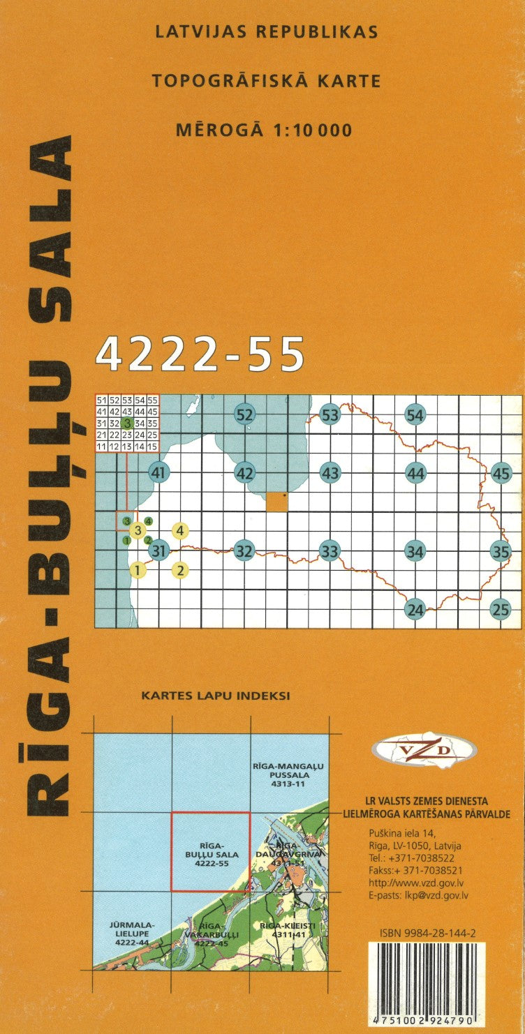 Riga-Bullu Sala : Latvijas Republikas Topografiska Karte #4222-55