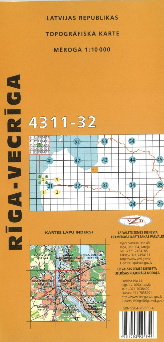 Riga-Vecriga : Latvijas Republikas Topografiska Karte #4311-32
