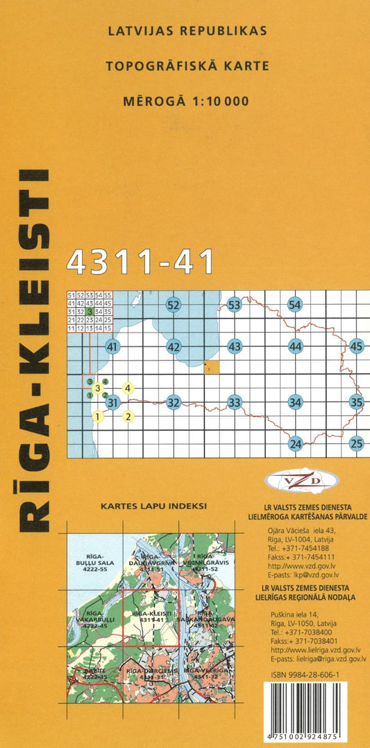 Riga-Kleisti : Latvijas Republikas Topografiska Karte #4311-41