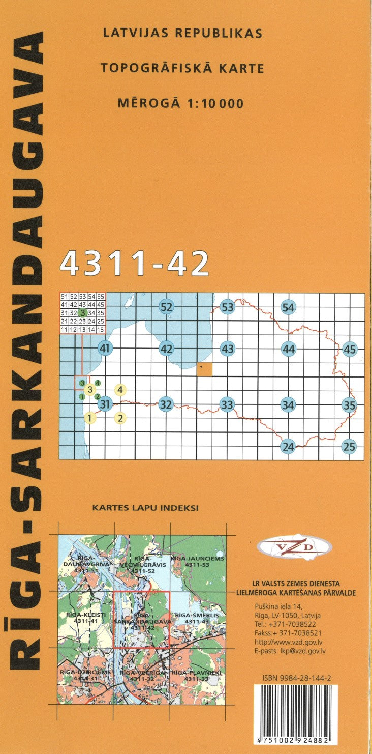 Riga-Sarkandaugava : Latvijas Republikas Topografiska Karte #4311-42