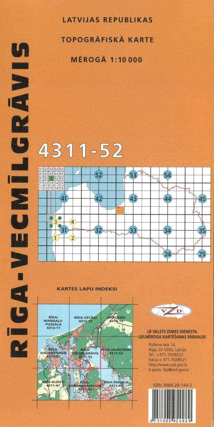 Riga-Vecmilgravis : Latvijas Republikas Topografiska Karte #4311-52