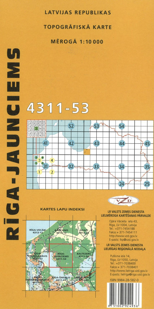 Riga-Jaunciems : Latvijas Republikas Topografiska Karte #4311-53