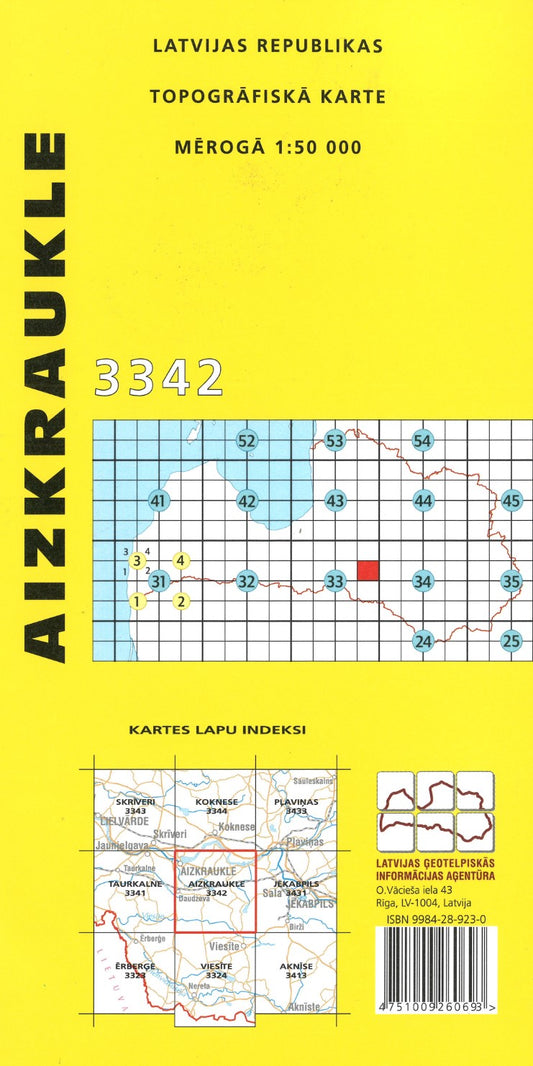 Aizkraukle : Latvijas Republikas Topografiska Karte #3342