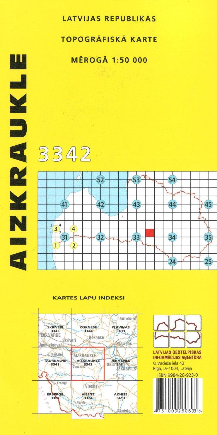 Aizkraukle : Latvijas Republikas Topografiska Karte #3342