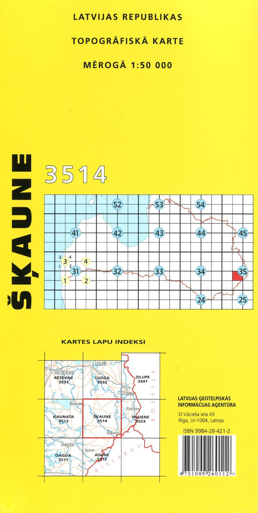 Skaune : Latvijas Republikas Topografiska Karte #3514