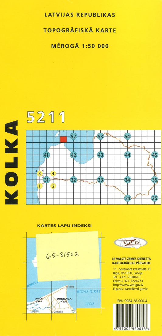Kolka : Latvijas Republikas Topografiska Karte #5211
