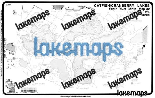 Vilas County, WI - Eagle R. Chain - Catfish/cranberry/voyager - Lakemap - 23004