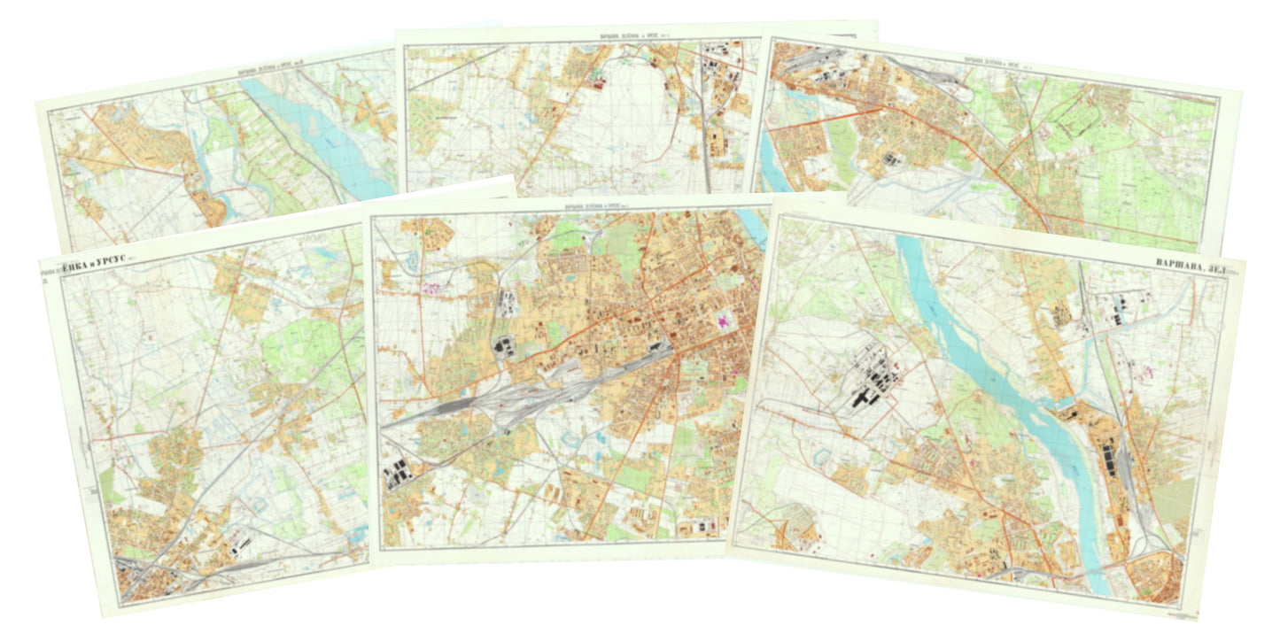 Warsaw, Zielonka and Ursus (Poland) 6-Sheet Map Set - Soviet Military City Plans