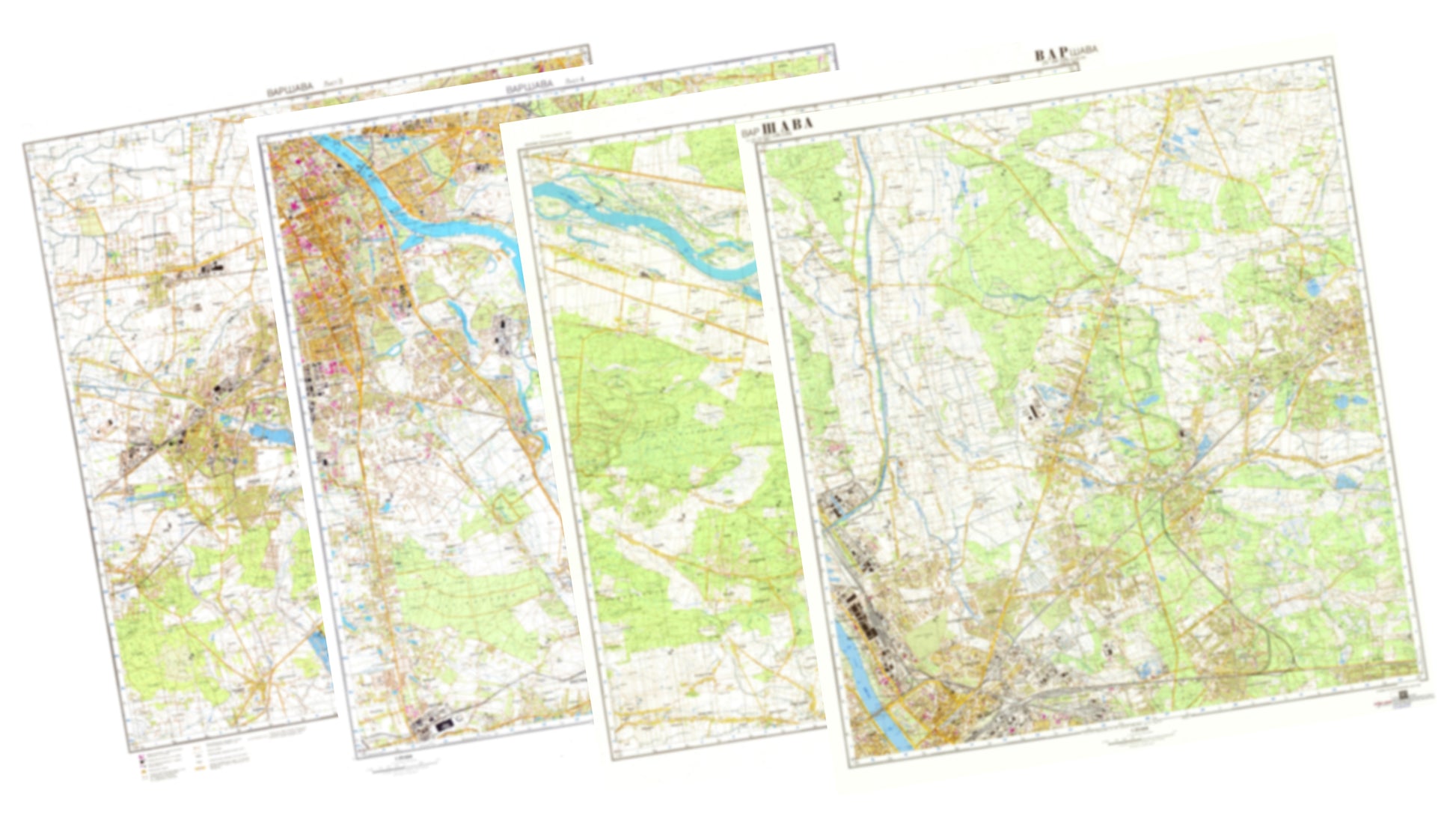 Warszawa (Poland) 4-Sheet Map Set - Soviet Military City Plans