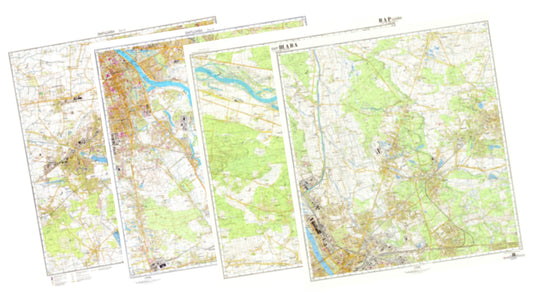 Warszawa (Poland) 4-Sheet Map Set - Soviet Military City Plans
