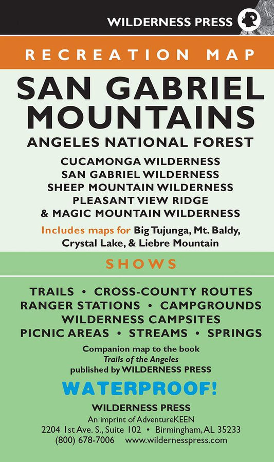 San Gabriel Mountains and Angeles National Forest, California Trails Recreation Map