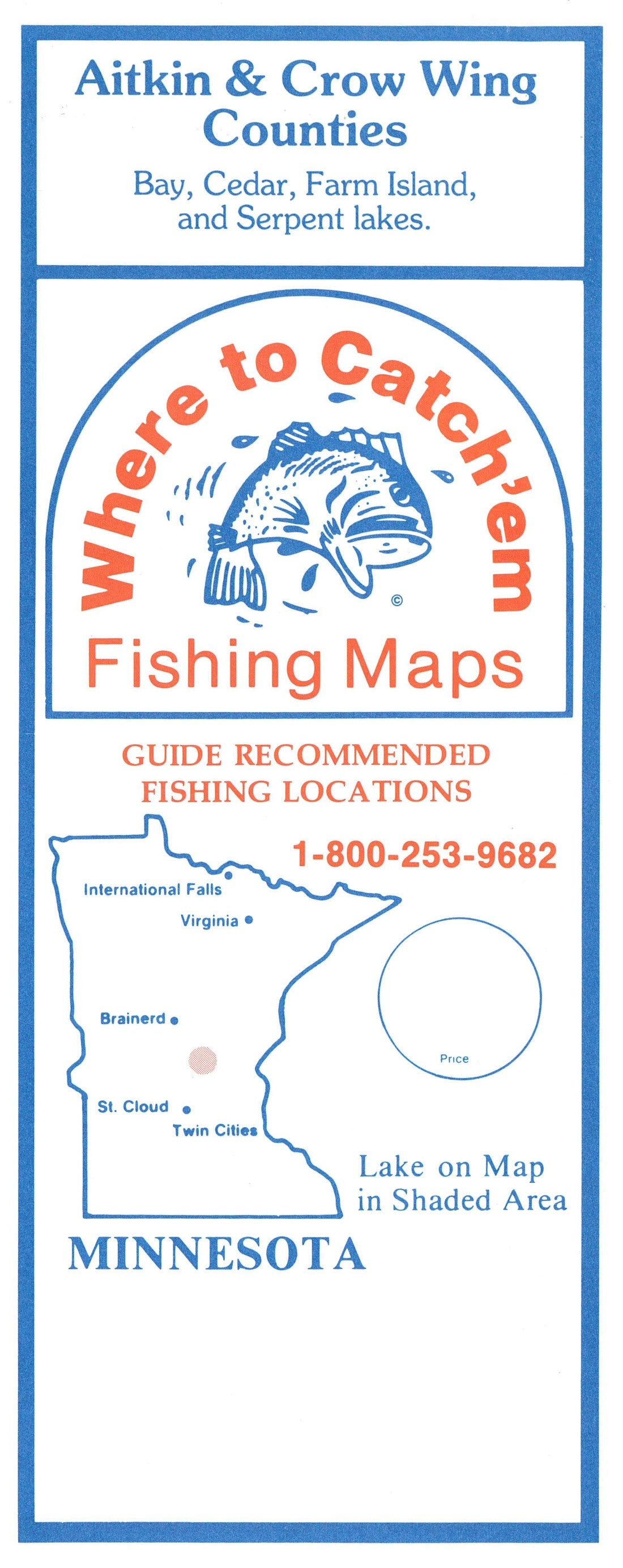 MN: Bay, Cedar, Farm Island, and Serpent Lakes Fishing Map (Aitkin & Crow Wing Co.)