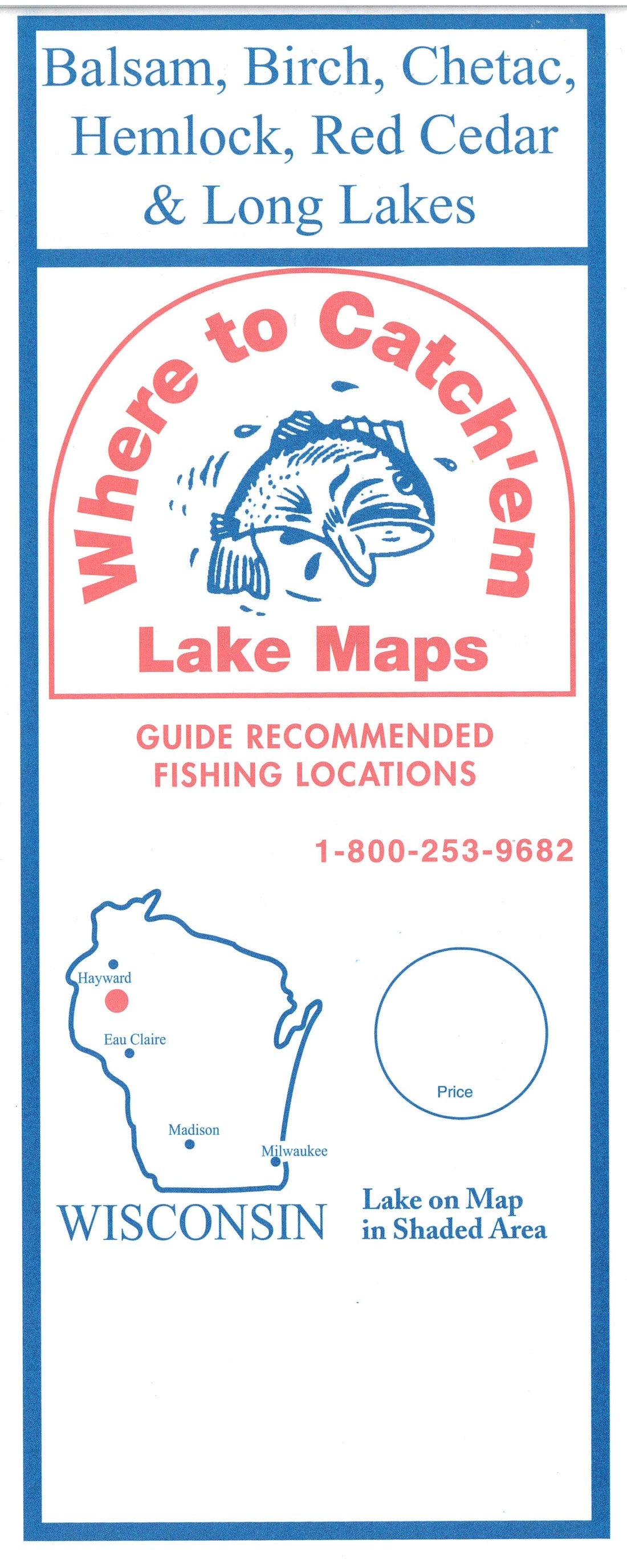 WI: Balsam, Birch, Chetac, Hemlock, Red Cedar & Long Lakes Fishing Map