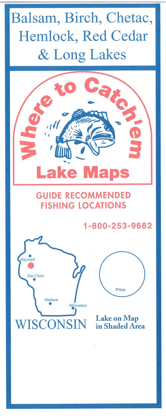 WI: Balsam, Birch, Chetac, Hemlock, Red Cedar & Long Lakes Fishing Map