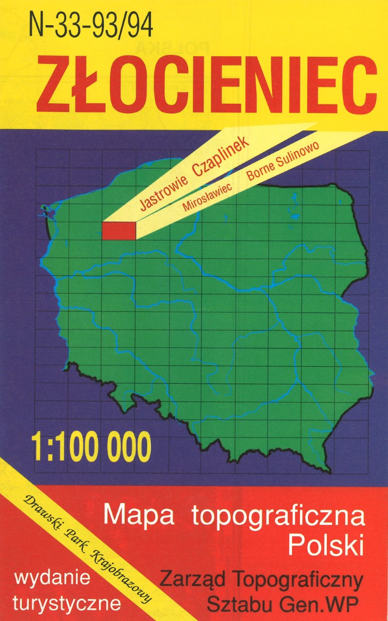 Zlocieniec 1:100,000 Mapa Topograficzna Polski # N-33-93/94