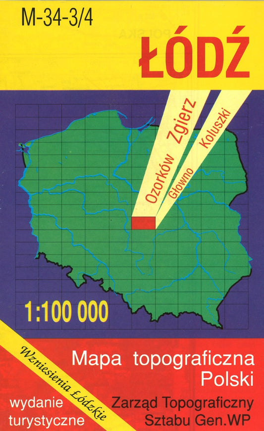 Lodz 1:100,000 Mapa Topograficzna Polski # M-34-3/4