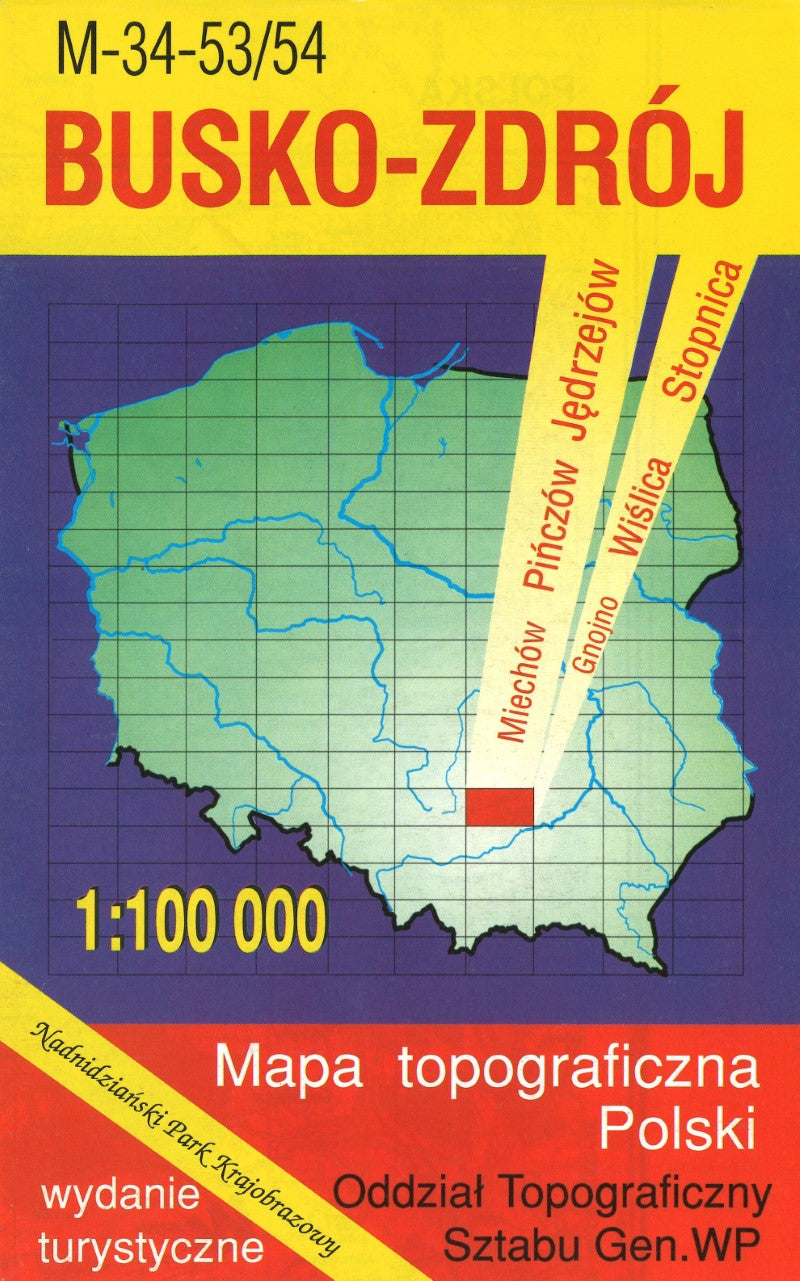 Busko-Zdroj 1:100,000 Mapa Topograficzna Polski # M-34-53/54