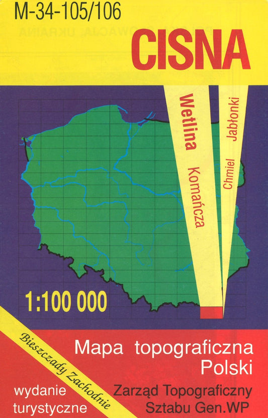 Cisna 1:100,000 Mapa Topograficzna Polski # M-34-105/106