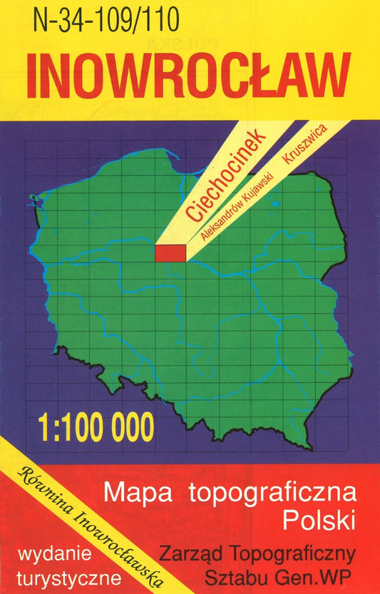 Inowroclaw 1:100,000 Mapa Topograficzna Polski # N-34-109/110