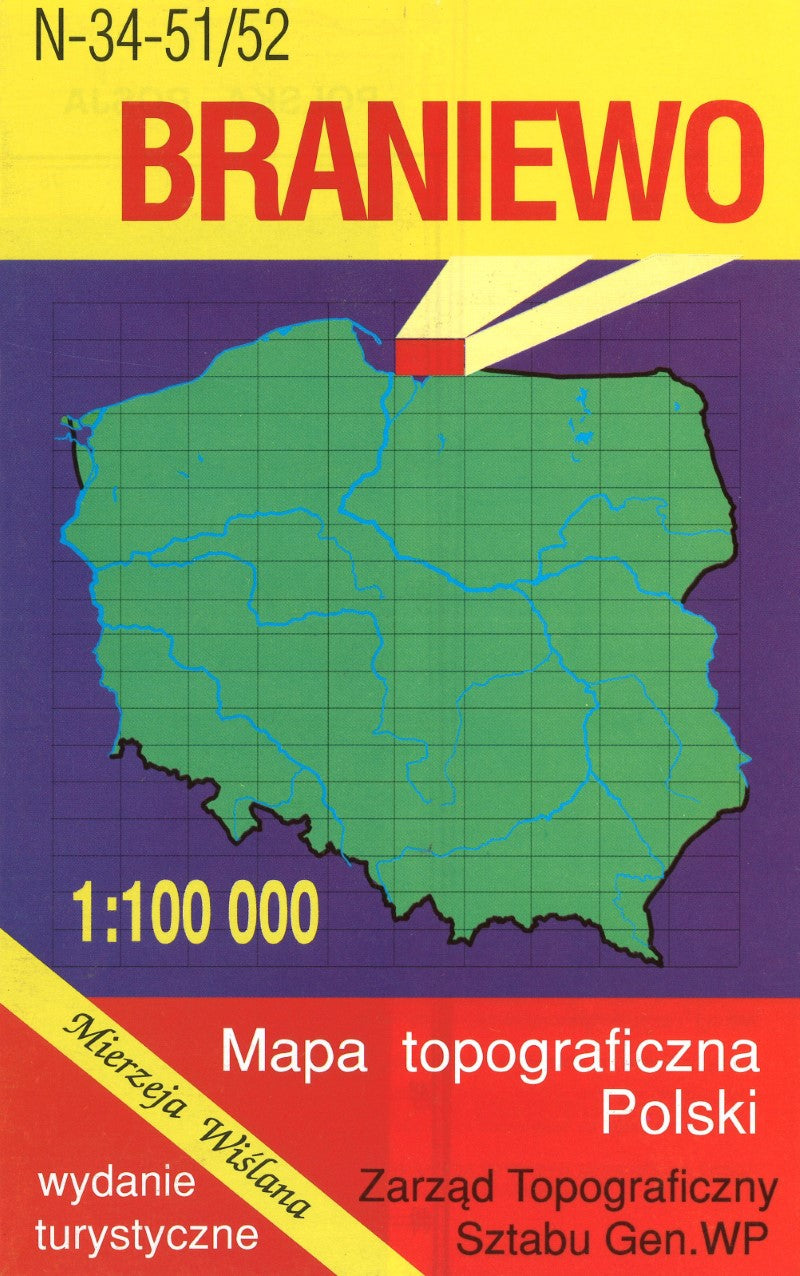 Braniewo 1:100,000 Mapa Topograficzna Polski # N-34-51/52