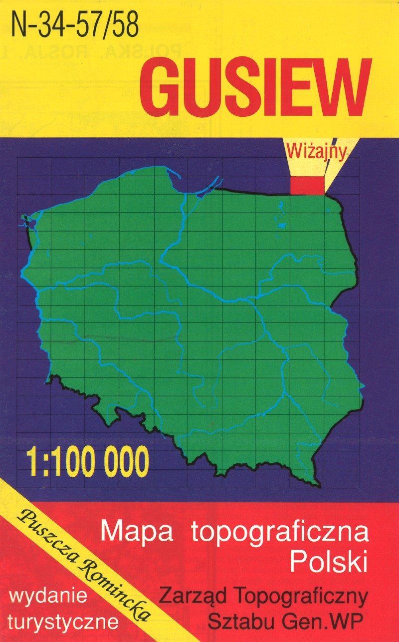 Gusiew 1:100,000 Mapa Topograficzna Polski # N-34-57/58