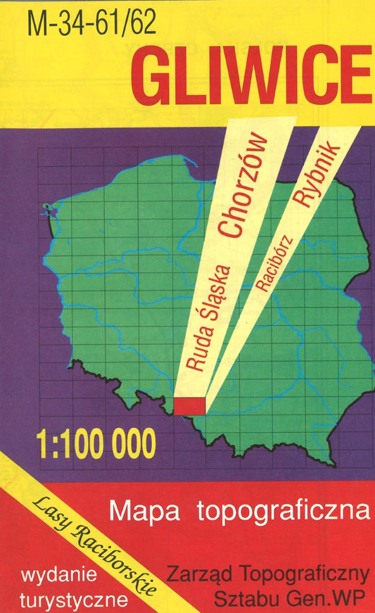 Gliwice 1:100,000 Mapa Topograficzna Polski # M-34-61/62
