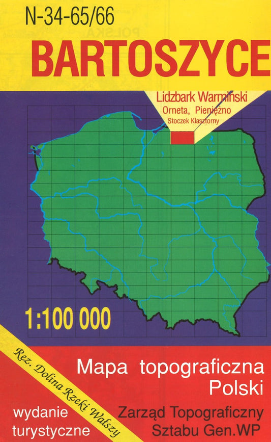 Bartoszyce 1:100,000 Mapa Topograficzna Polski # N-34-65/66