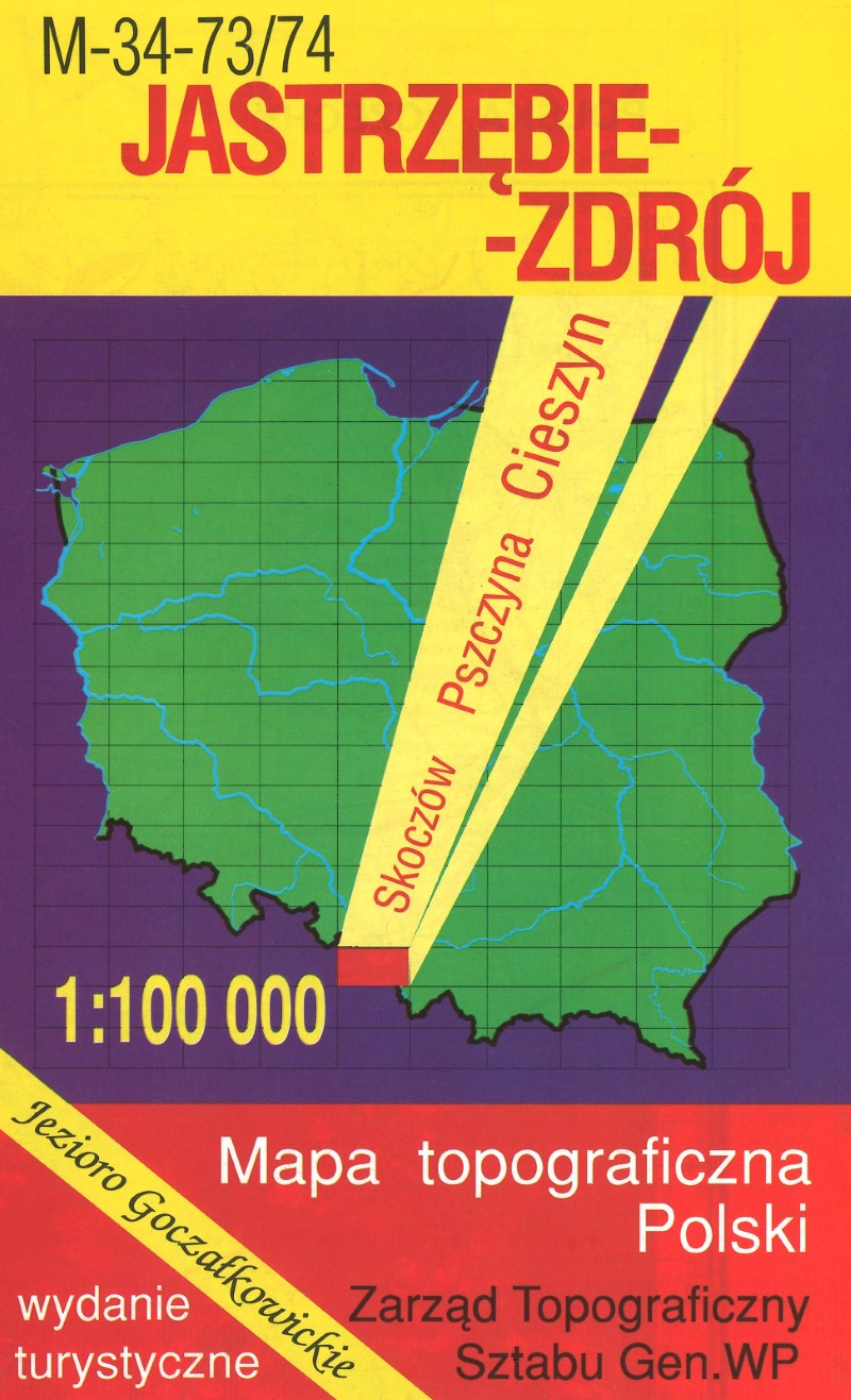 Jastrezebie-Zdroj 1:100,000 Mapa Topograficzna Polski # M-34-73/74