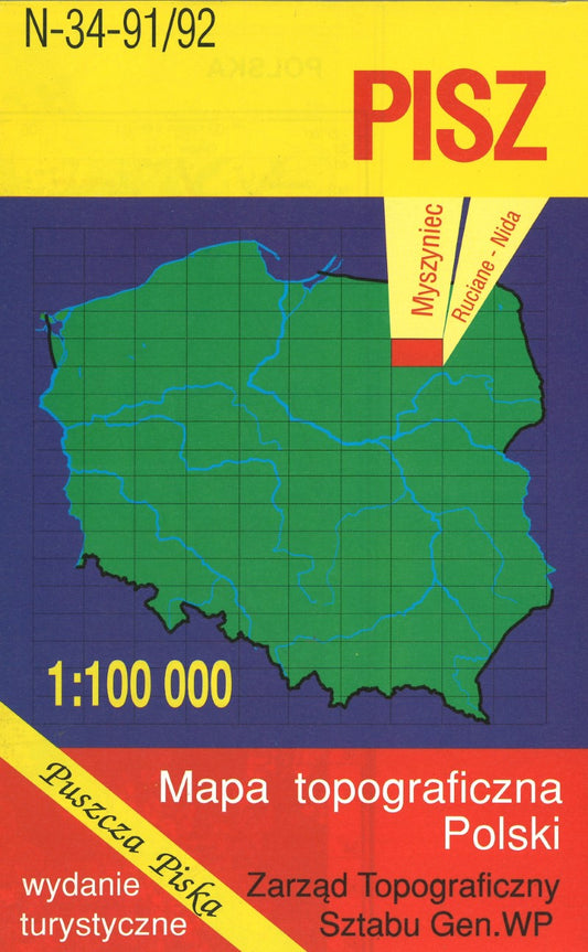 Pisz 1:100,000 Mapa Topograficzna Polski # N-34-91/92