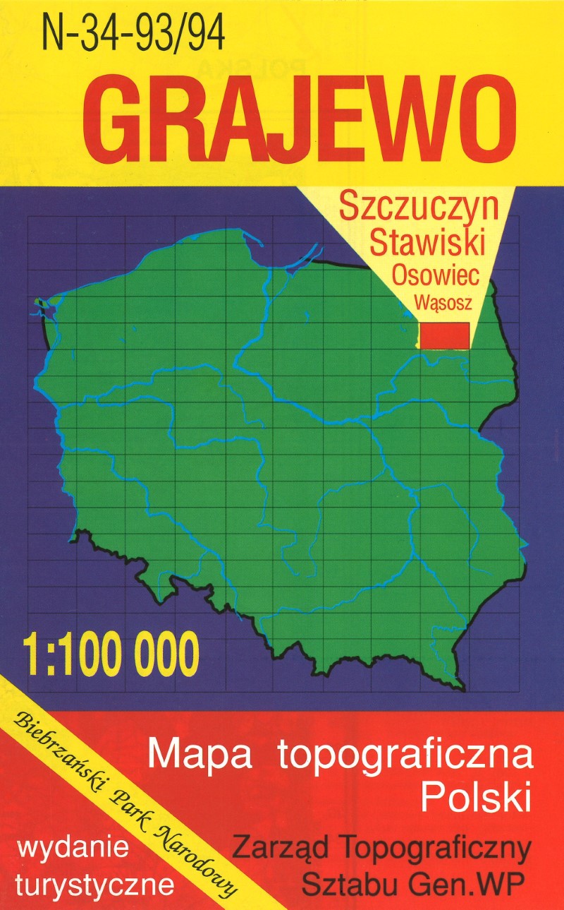 Grajewo 1:100,000 Mapa Topograficzna Polski # N-34-93/94
