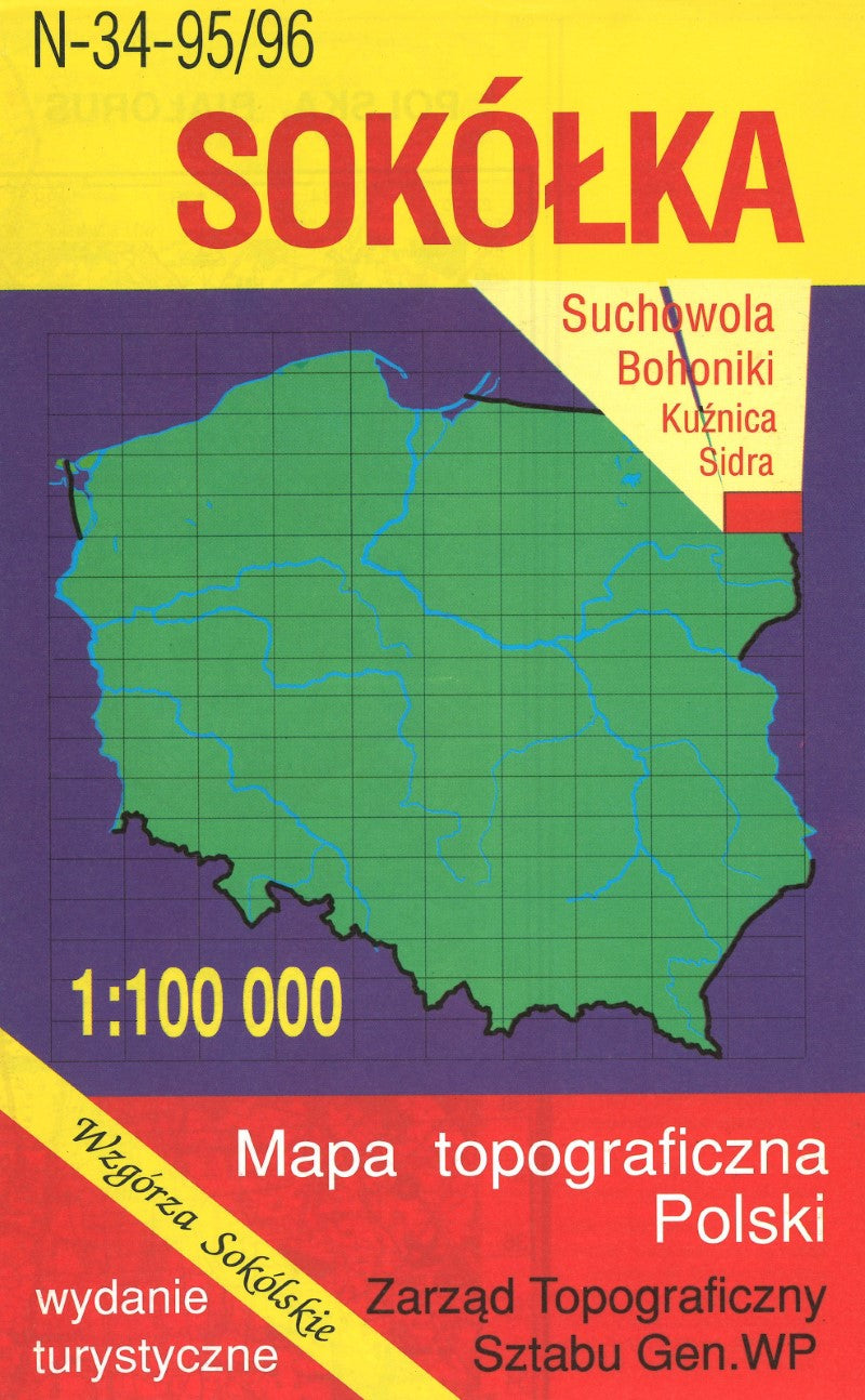 Sokolka 1:100,000 Mapa Topograficzna Polski # N-34-95/96