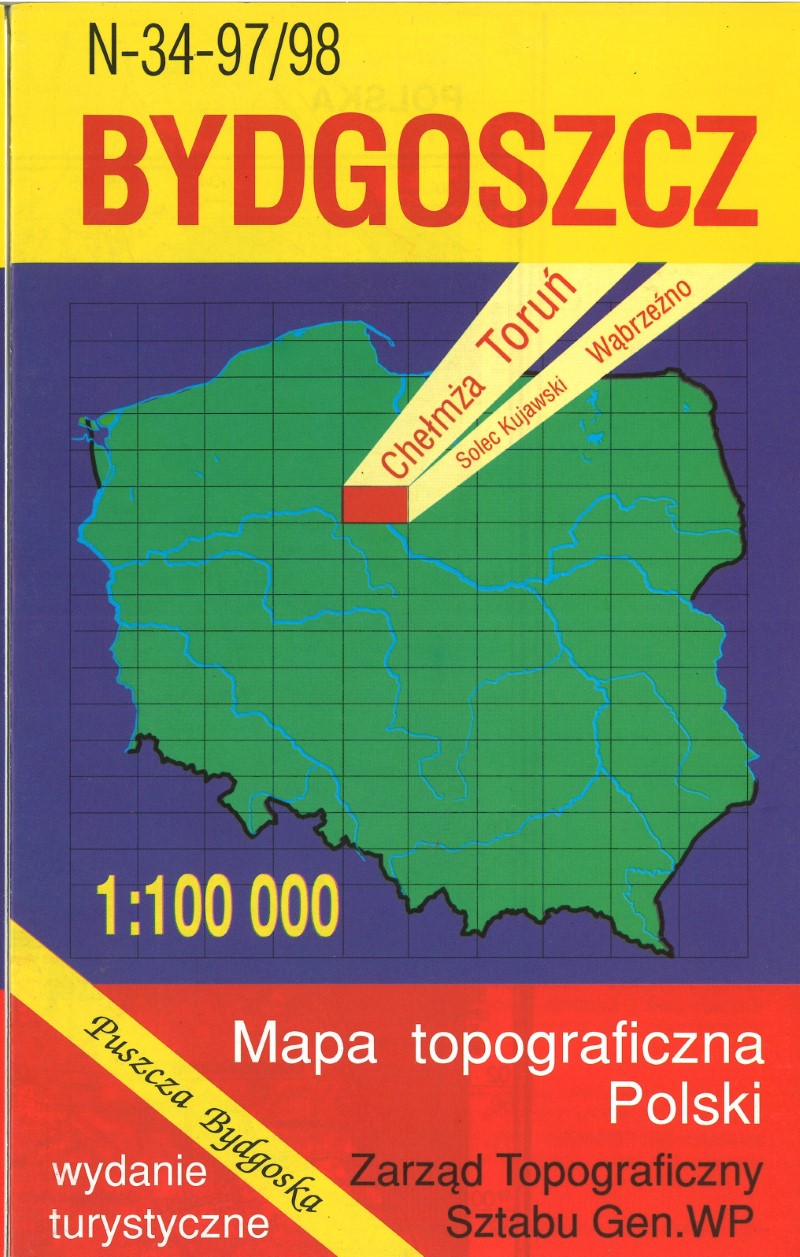 Bydgoszcz 1:100,000 Mapa Topograficzna Polski # N-34-97/98
