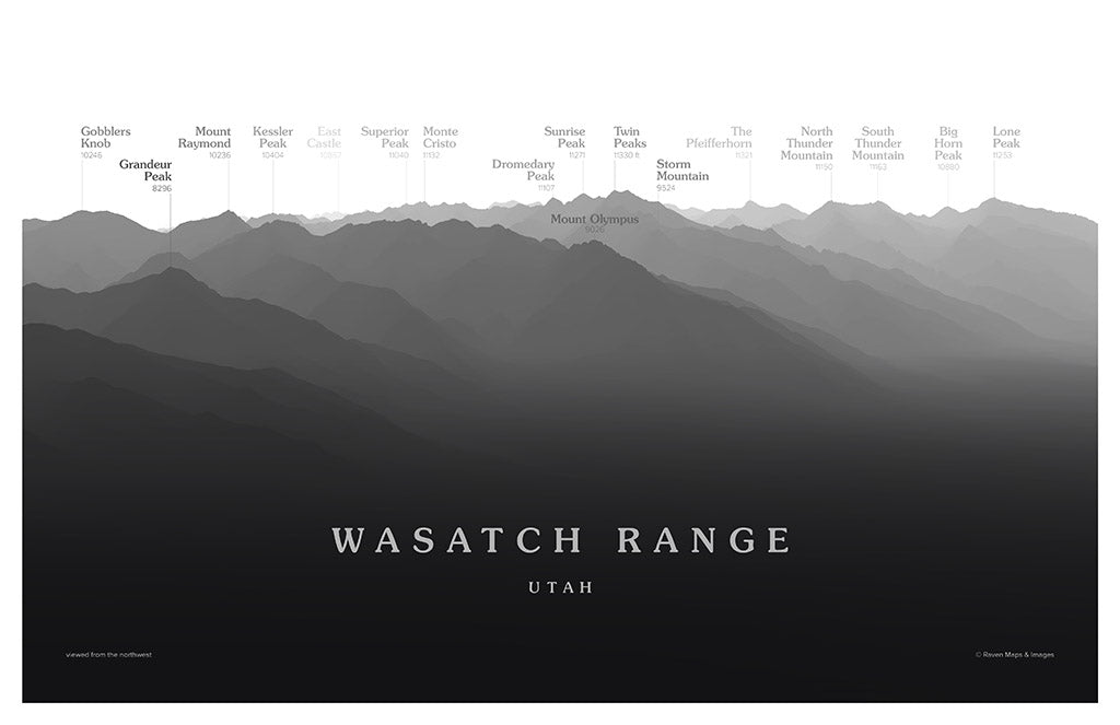 Wasatch Range - Salt Lake City Peakscapes Elevation Panorama