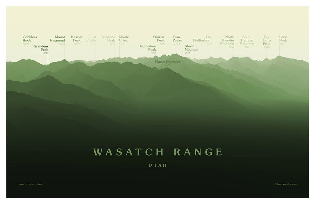 Wasatch Range - Salt Lake City Peakscapes Elevation Panorama