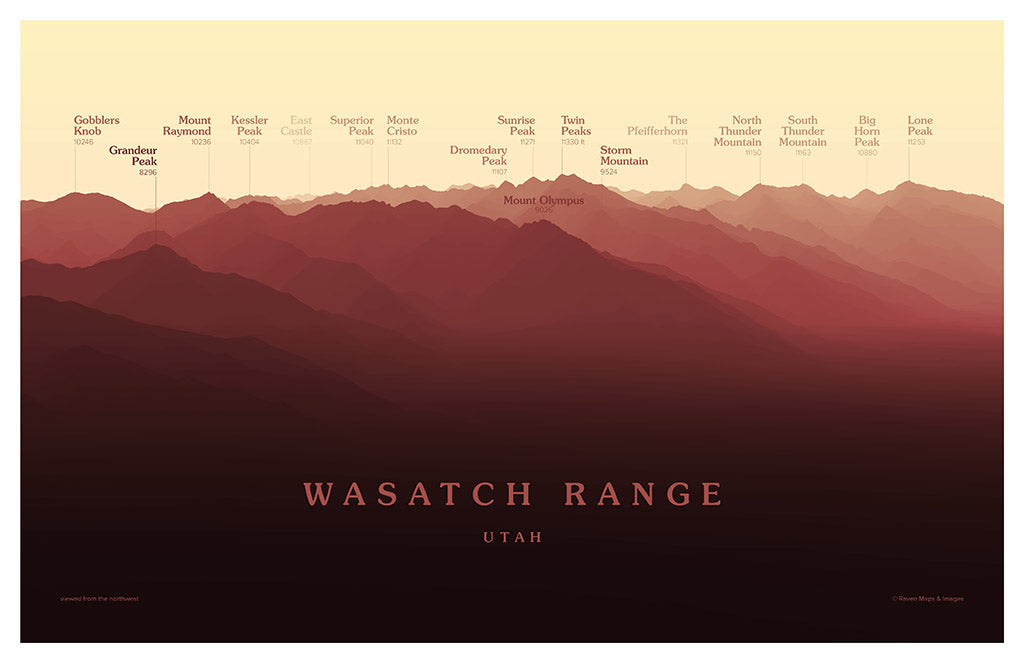 Wasatch Range - Salt Lake City Peakscapes Elevation Panorama