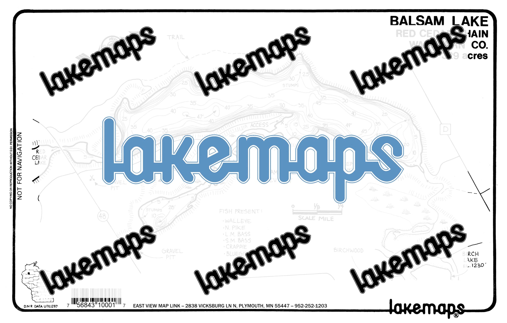 Washburn County, WI - BALSAM - Lakemap - 20205