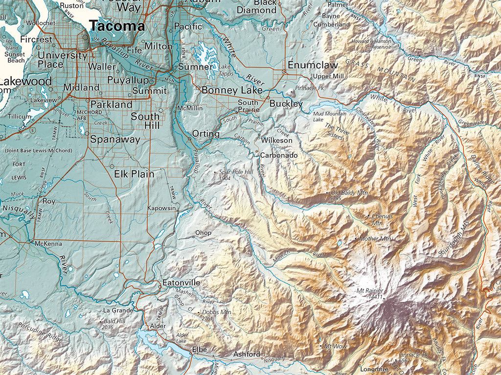 Washington Elevation Tints Fine Art Print Map