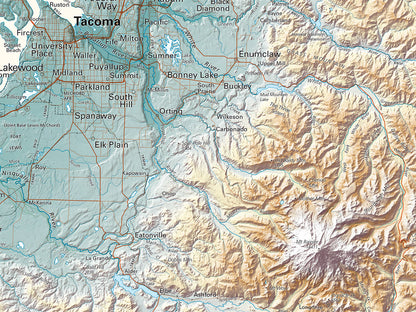 Washington Elevation Tints Fine Art Print Map