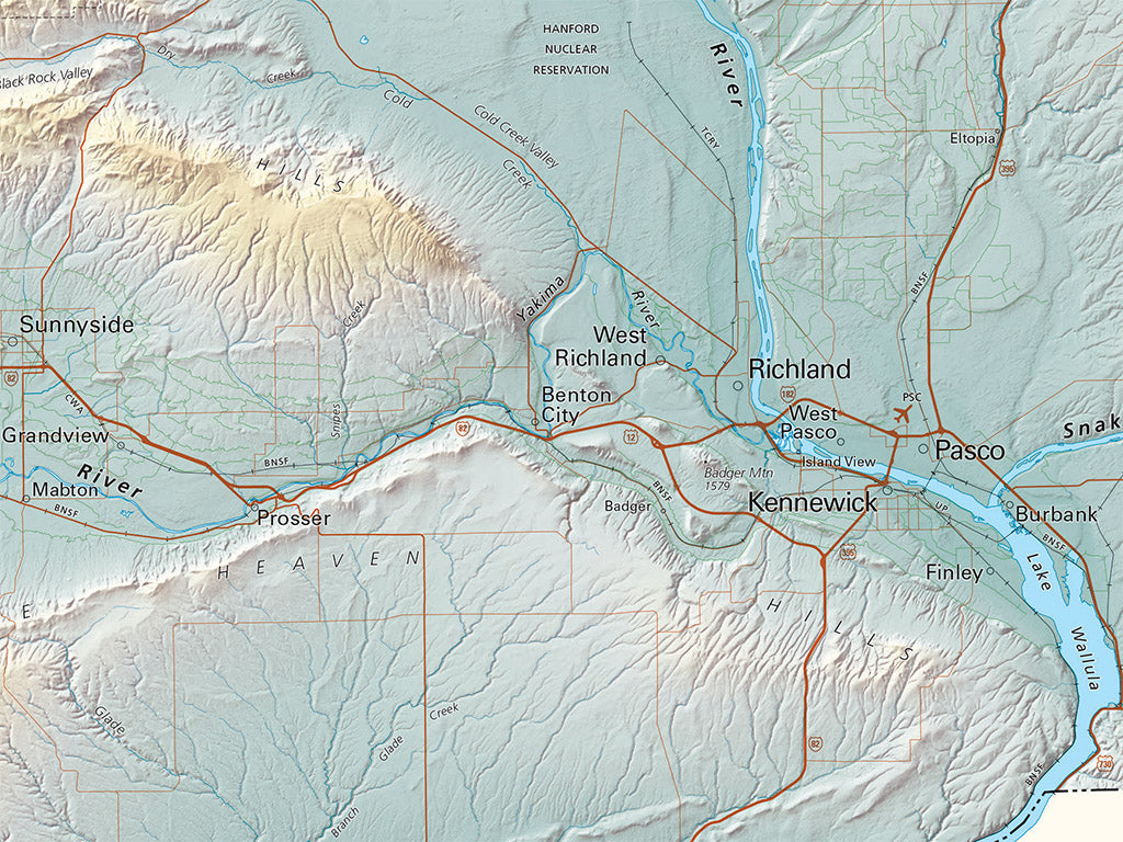 Washington Elevation Tints Fine Art Print Map