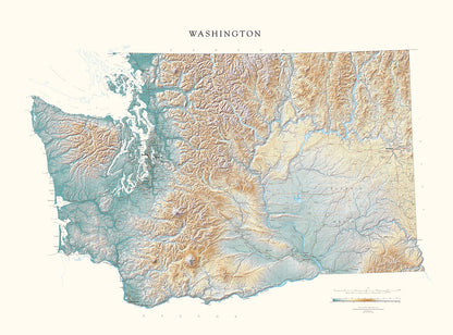 Washington Elevation Tints Fine Art Print Map