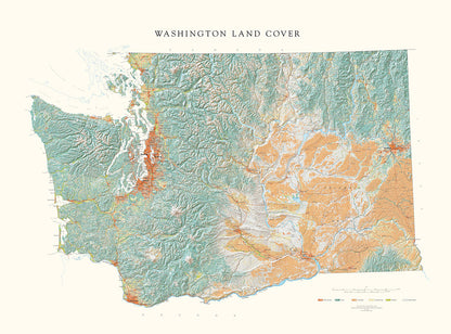 Washington Land Cover Fine Art Print Map